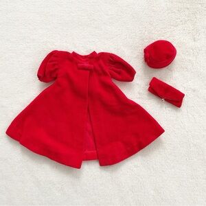 Vintage Barbie Red Flair Outfit #939 1960s Coat Hat Purse No Lining